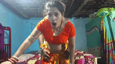 Desi Bengali Bhabhi Ke Saath Masti Romance And Kissing Scenes Orange Blouse And White Bra Remove Big Boob Press By Rahul